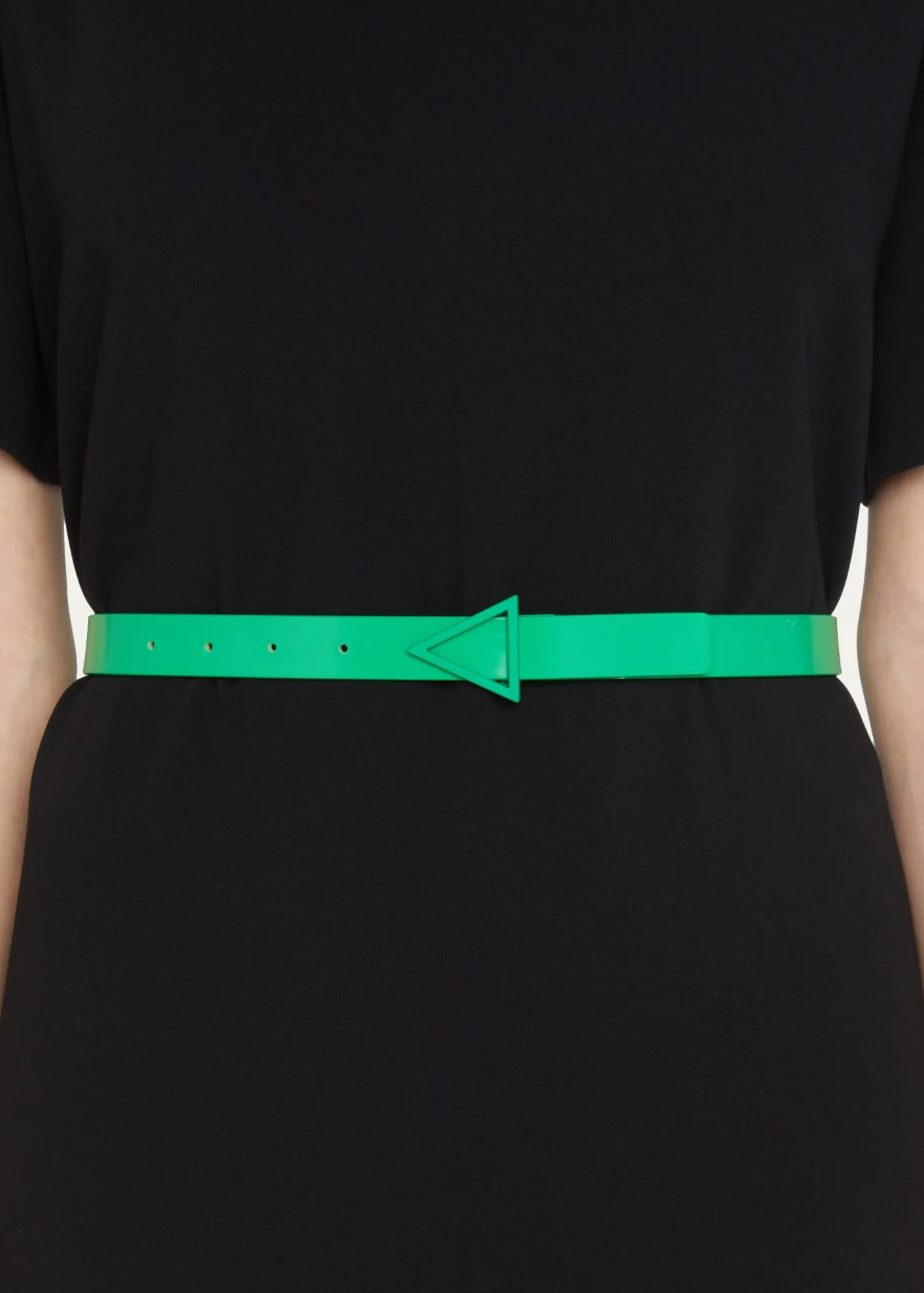 Bottega VenetaTriangle Lambskin Leather Buckle Belt