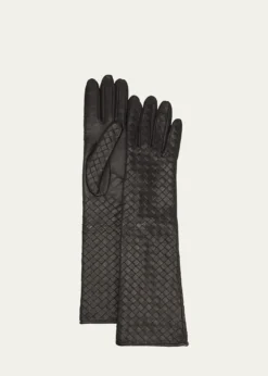 Bottega VenetaWoven Leather & Silk Gloves