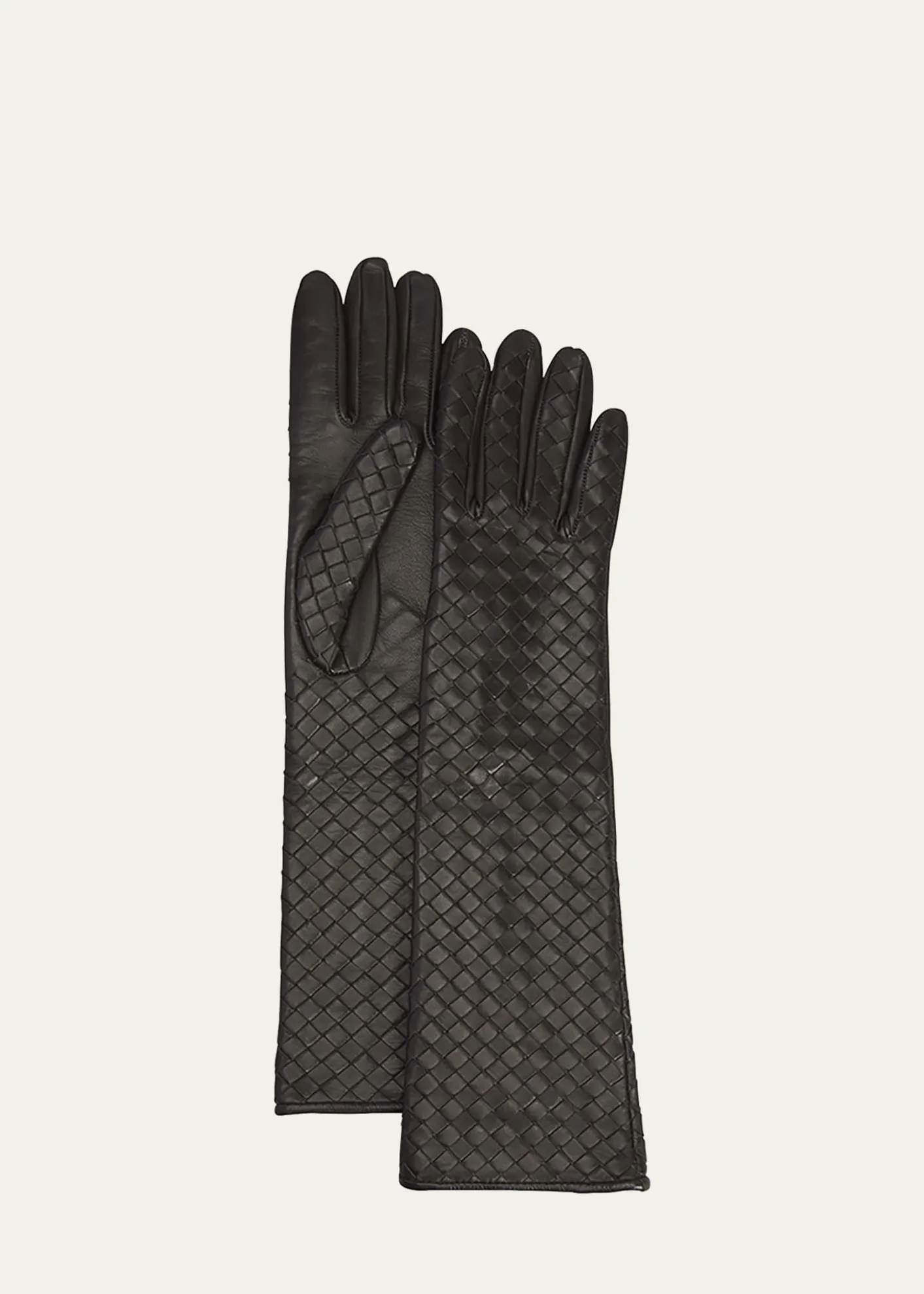 Bottega VenetaWoven Leather & Silk Gloves