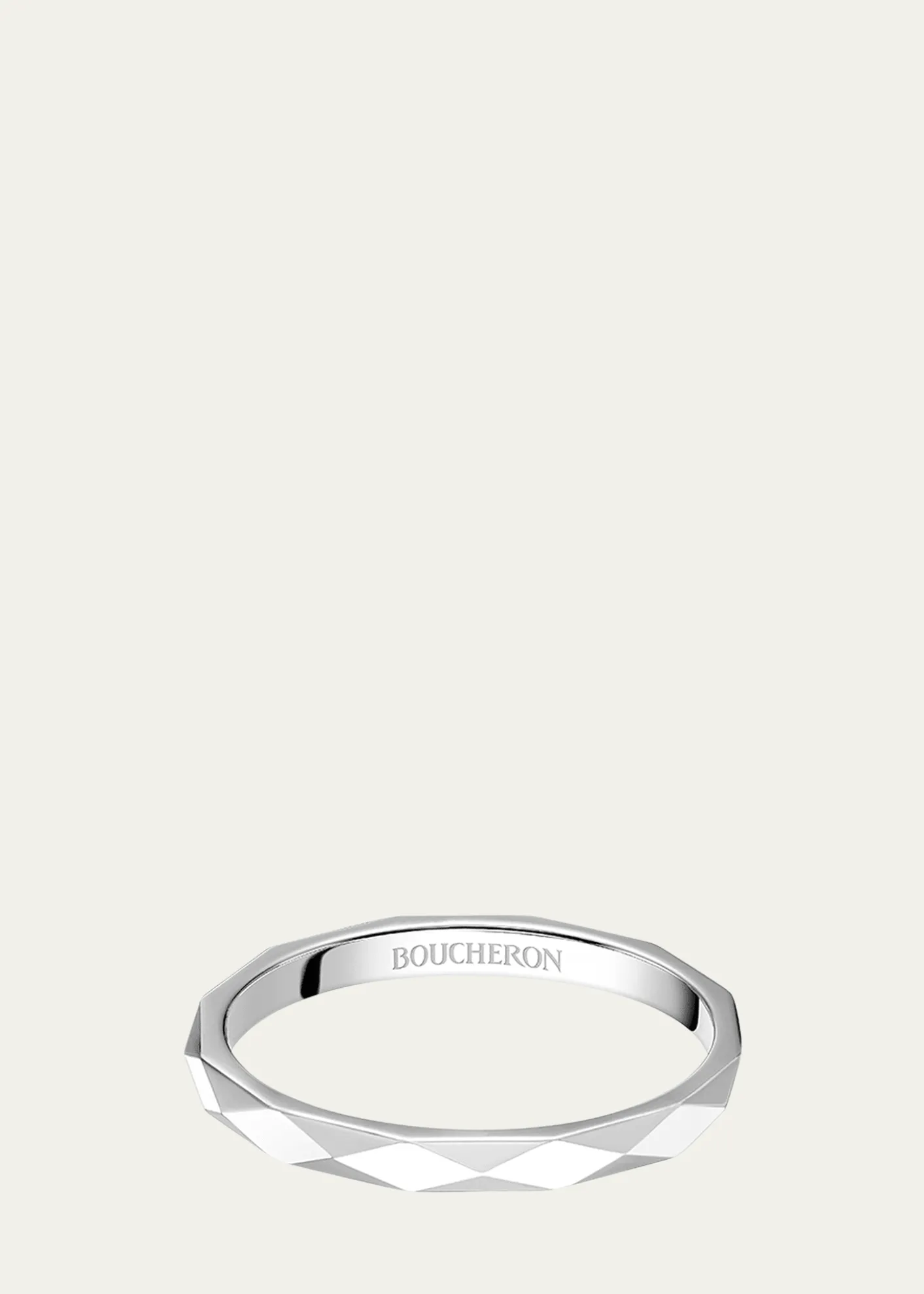 BoucheronFacette Medium Platinum Wedding Band Ring, Size 53