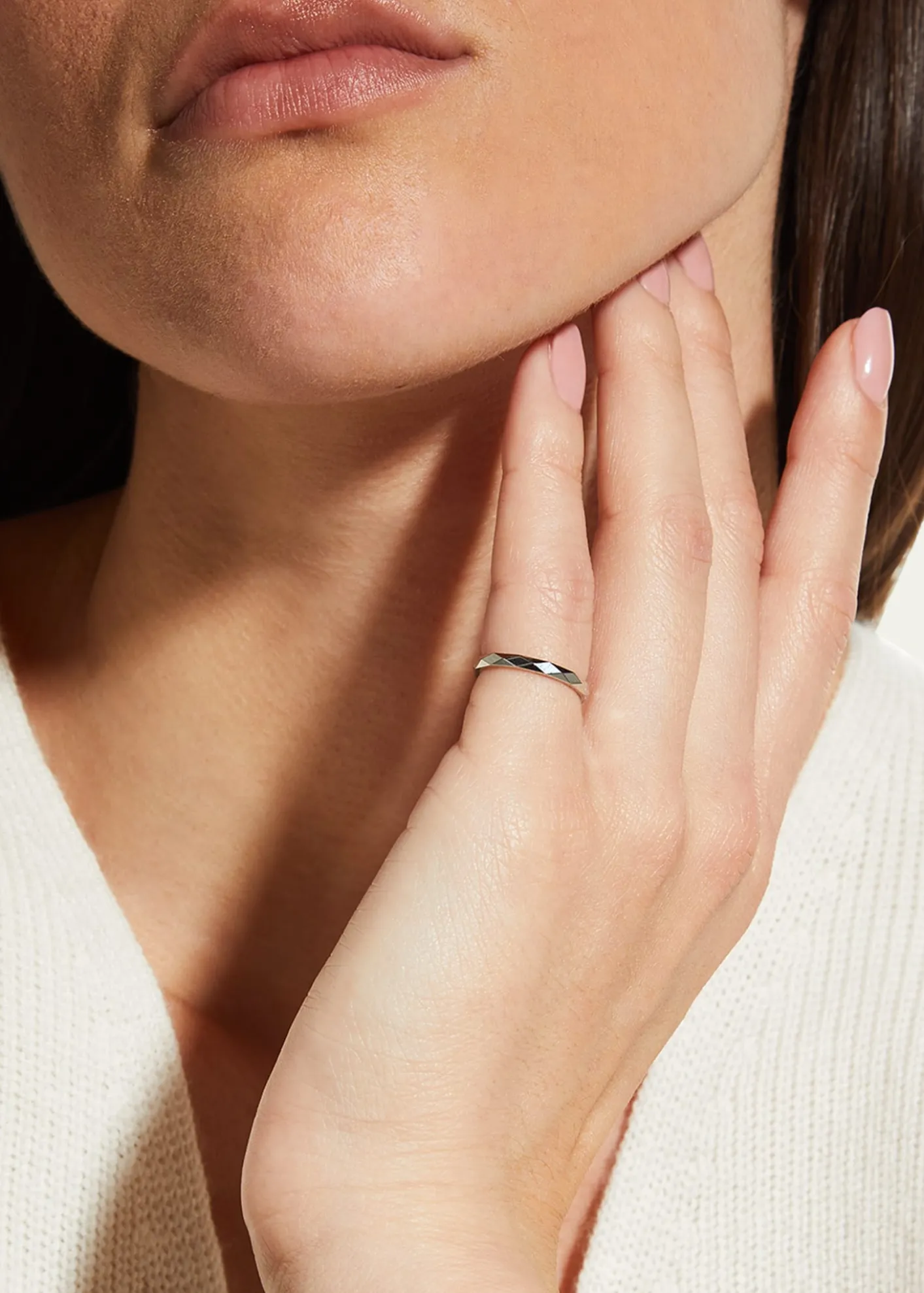 BoucheronFacette Medium Platinum Wedding Band Ring, Size 53