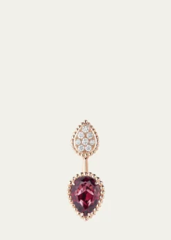 Boucheron18K Pink Gold Serpent Boheme Rhodolite and Diamond Pave Earring, Single