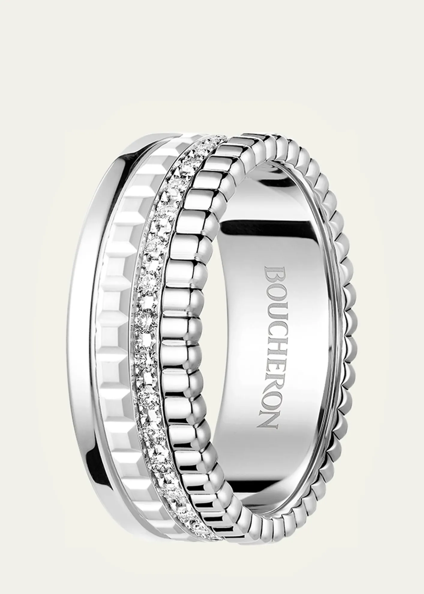 Boucheron18K White Gold Quatre Double White Edition Small Ring