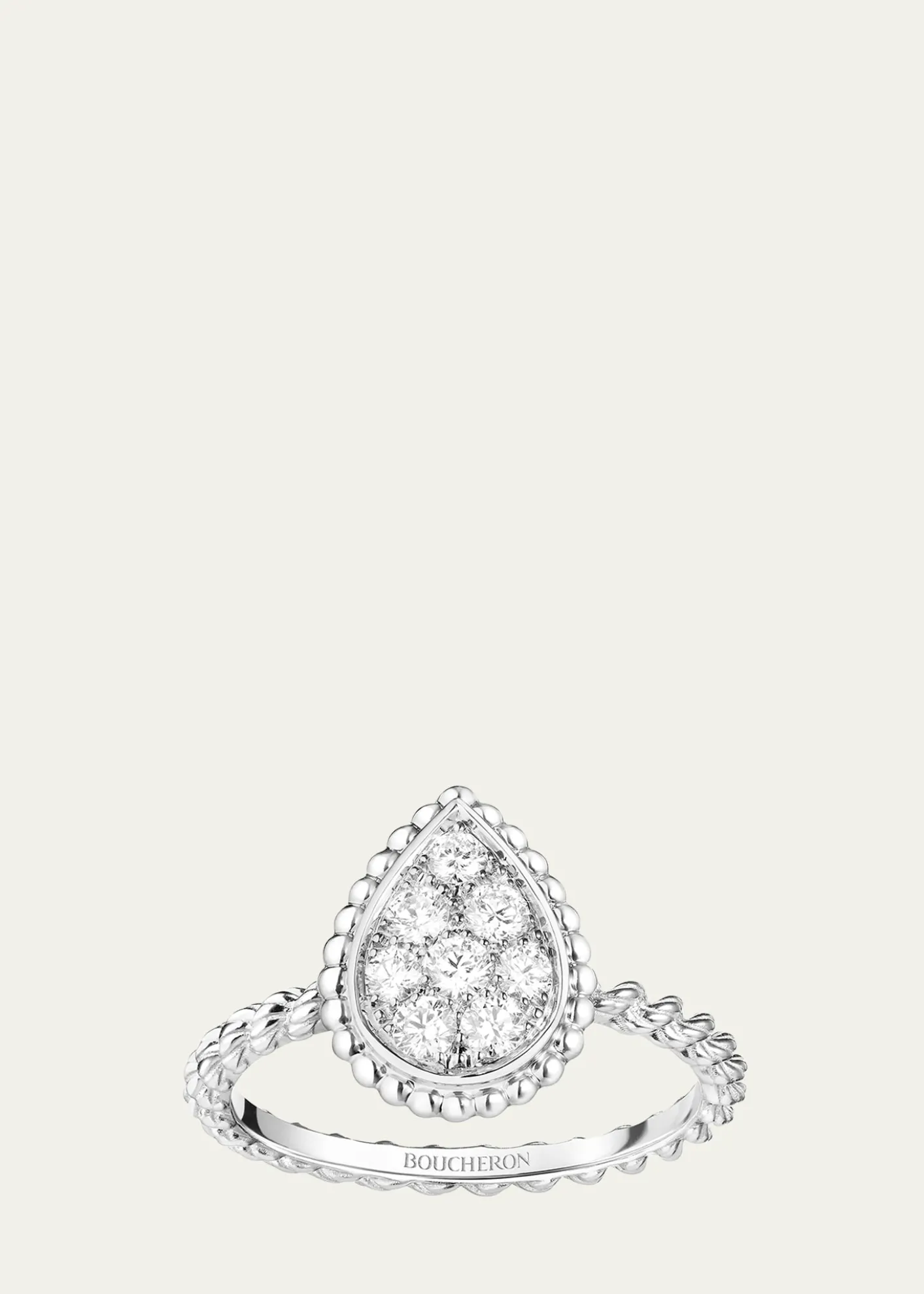 Boucheron18K White Gold Serpent Boheme Diamond Ring with S Motif