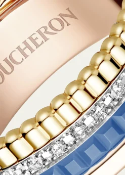 Boucheron18K White, Rose, and Yellow Gold Quatre Blue Edition Ring with Diamonds