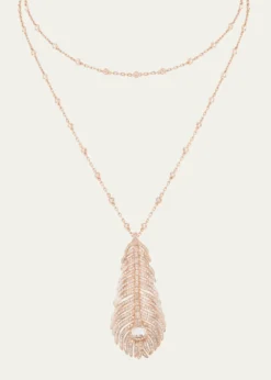 BoucheronPlume de Paon 18K Pink Gold Diamond Pendant Necklace