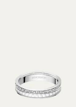 BoucheronQuatre Double White Edition Wedding Band in 18K White Gold, White Ceramic and Diamonds
