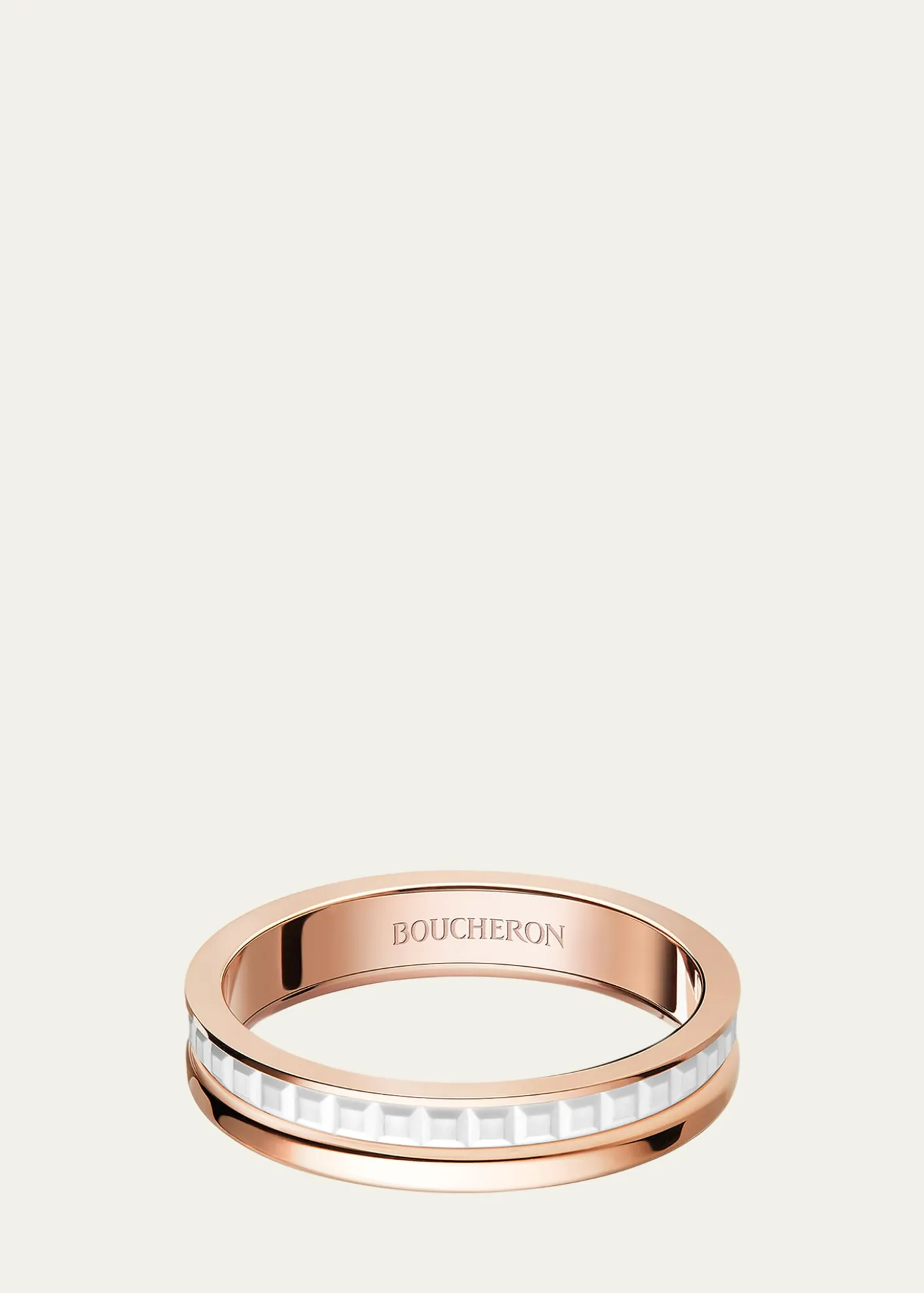 BoucheronQuatre 18K Rose Gold & Ceramic Band Ring