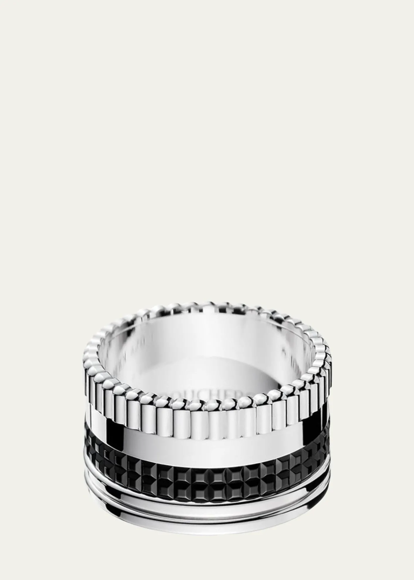 BoucheronQuatre Large Ring in White Gold with Black PVD, Size 54