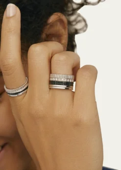BoucheronQuatre Small Ring in White Gold with Diamonds and Black PVD