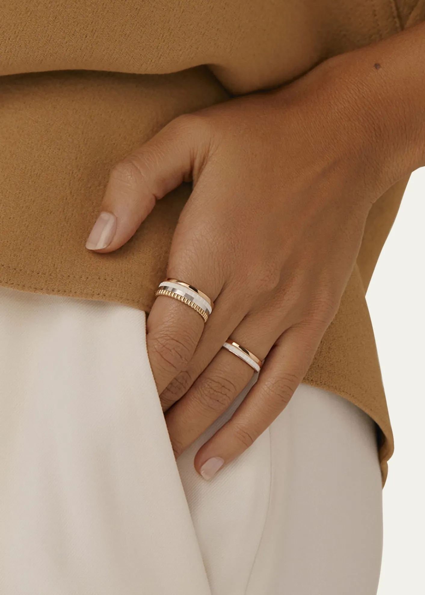 BoucheronQuatre Wedding Band in Pink Gold with White Ceramic