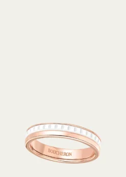 BoucheronQuatre Wedding Band in Pink Gold with White Ceramic
