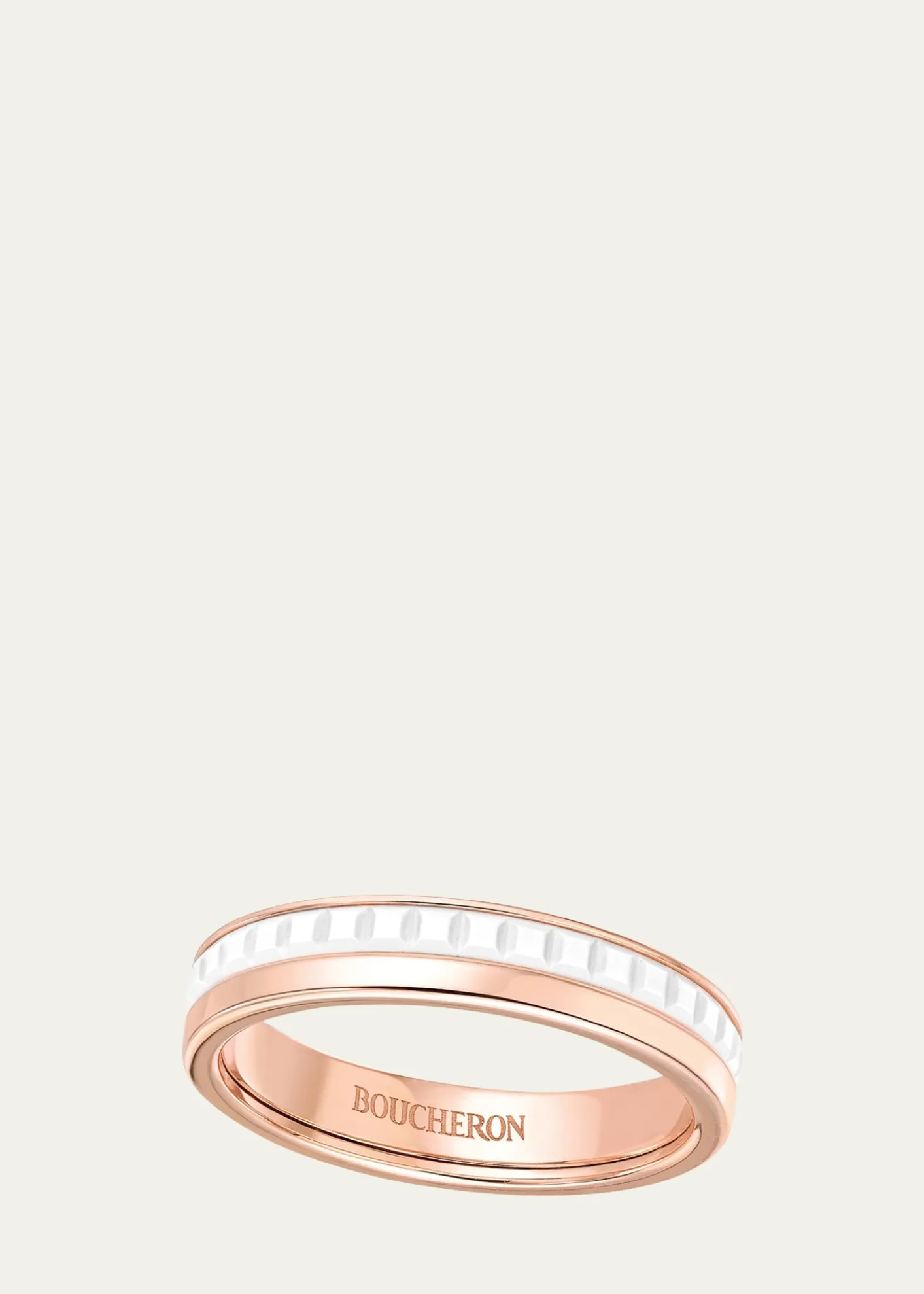 BoucheronQuatre Wedding Band in Pink Gold with White Ceramic