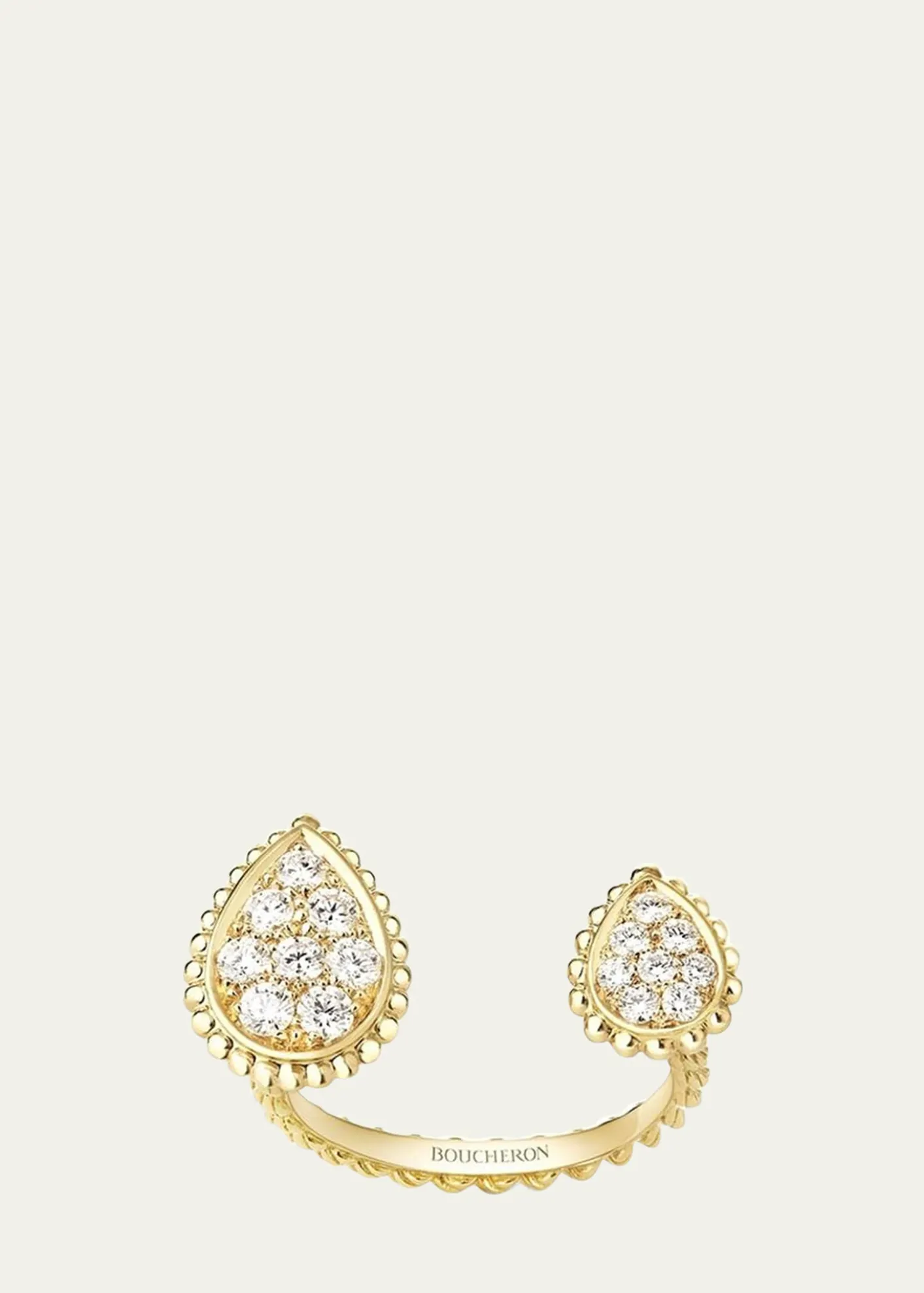 BoucheronSerpent Boheme Diamond 2-Motif Ring in Yellow Gold, Size 53