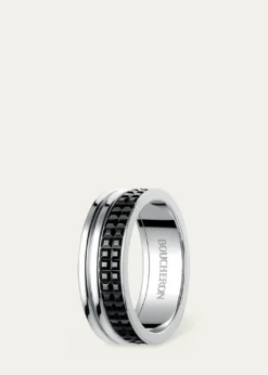 BoucheronWhite Gold Quatre Black Edition Band Ring, Large Model