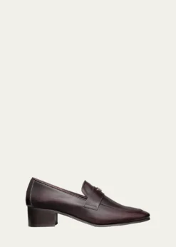 BougeotteBrushed Leather Block-Heel Loafers
