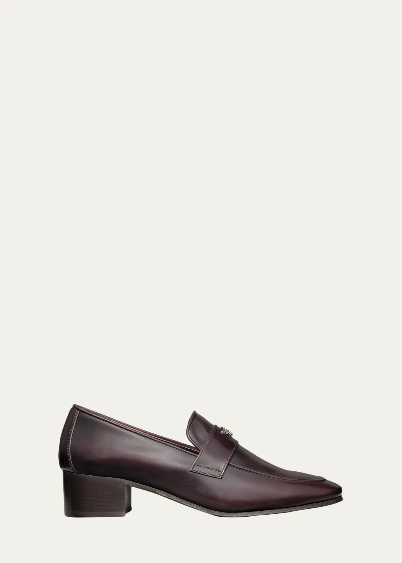 BougeotteBrushed Leather Block-Heel Loafers