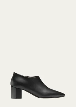 BougeotteLeather Low Heeled Hexagon Booties
