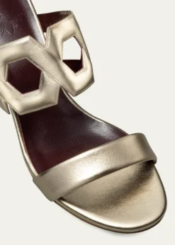 Bougeotte55mm Metallic Link Block-Heel Sandals
