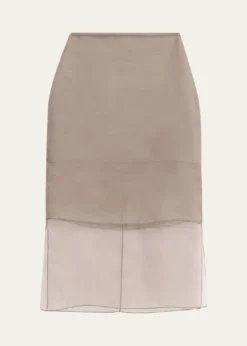 Brandon MaxwellBrett Layered Silk Organza Midi Pencil Skirt