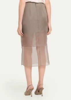Brandon MaxwellBrett Layered Silk Organza Midi Pencil Skirt