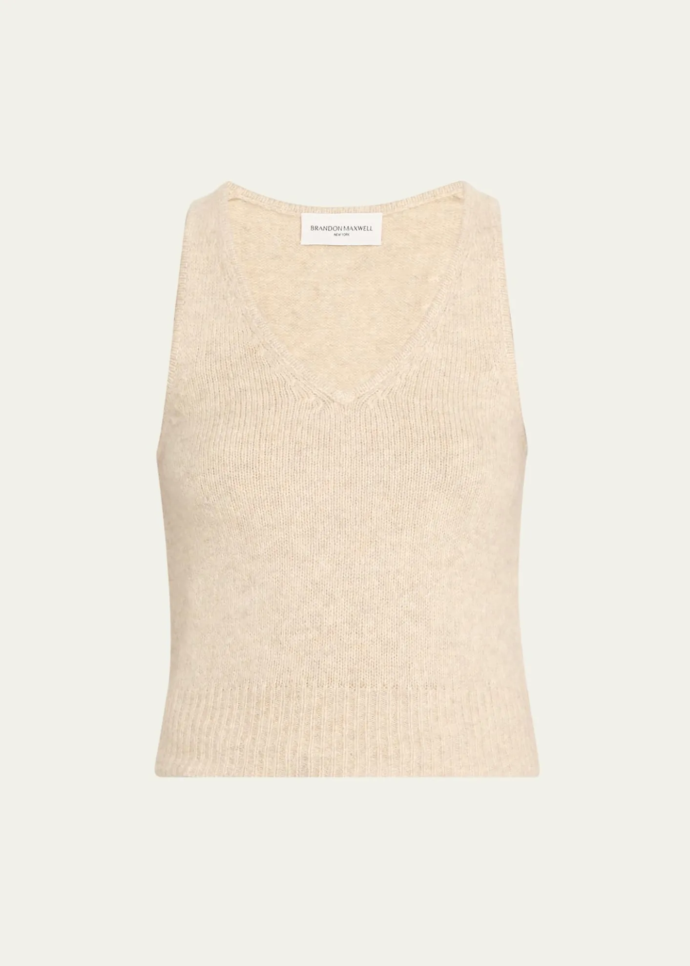 Brandon MaxwellReese V-Neck Cashmere Knit Tank Top
