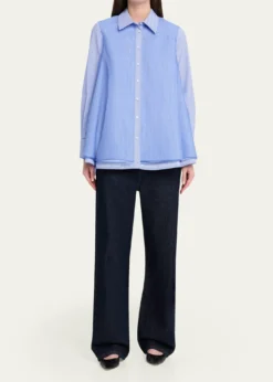 Brandon MaxwellVaughn Frothy Layered Button-Down Shirt