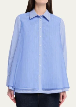 Brandon MaxwellVaughn Frothy Layered Button-Down Shirt