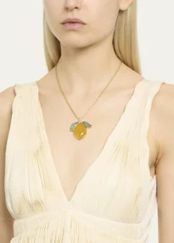 Brent NealeYellow Opal and Green Emerald Lemon Pendant Necklace
