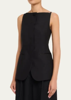 BrioniHigh-Neck Satin Wool Single-Breasted Vest