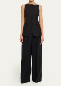 BrioniHigh-Neck Satin Wool Single-Breasted Vest