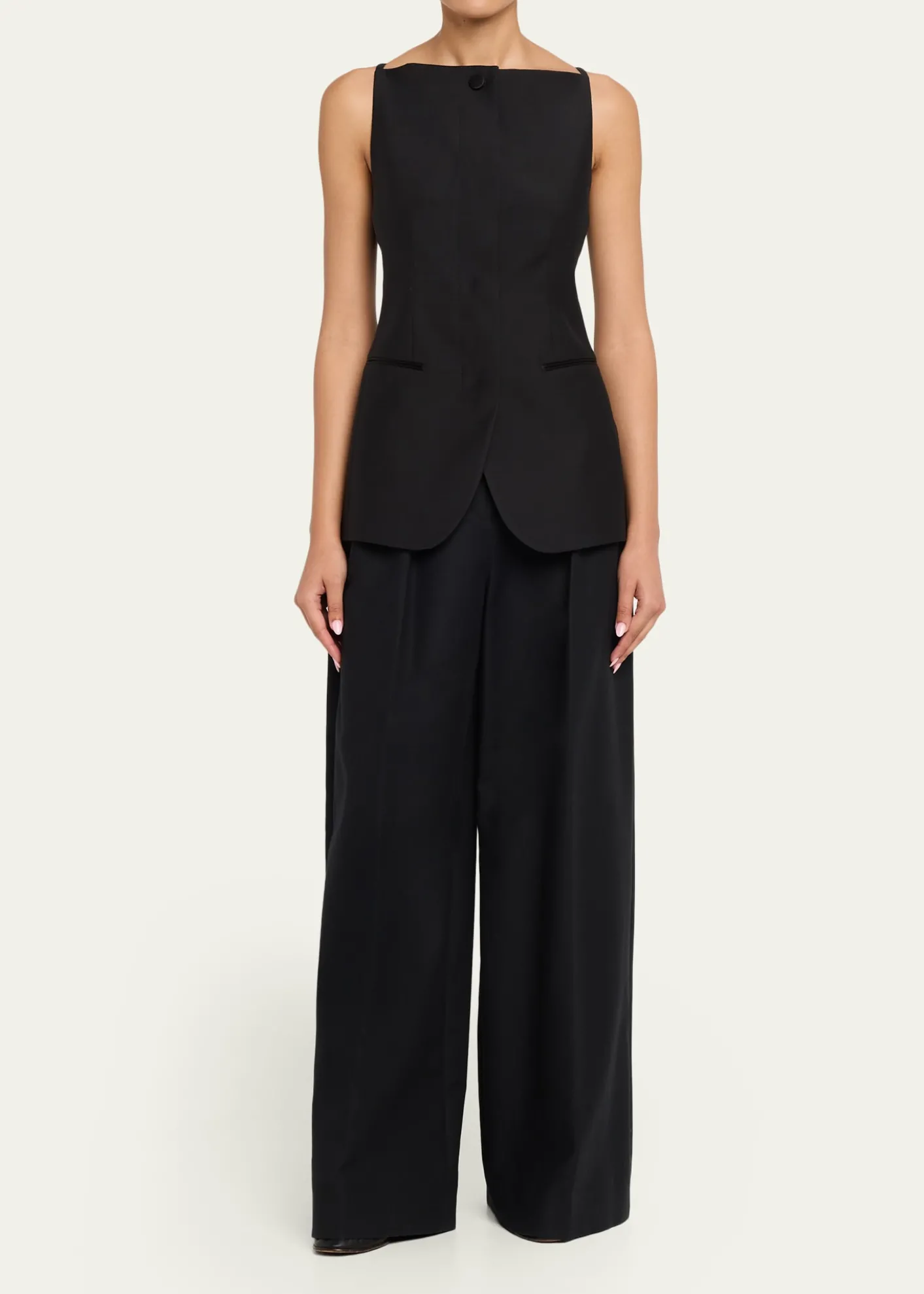 BrioniHigh-Neck Satin Wool Single-Breasted Vest