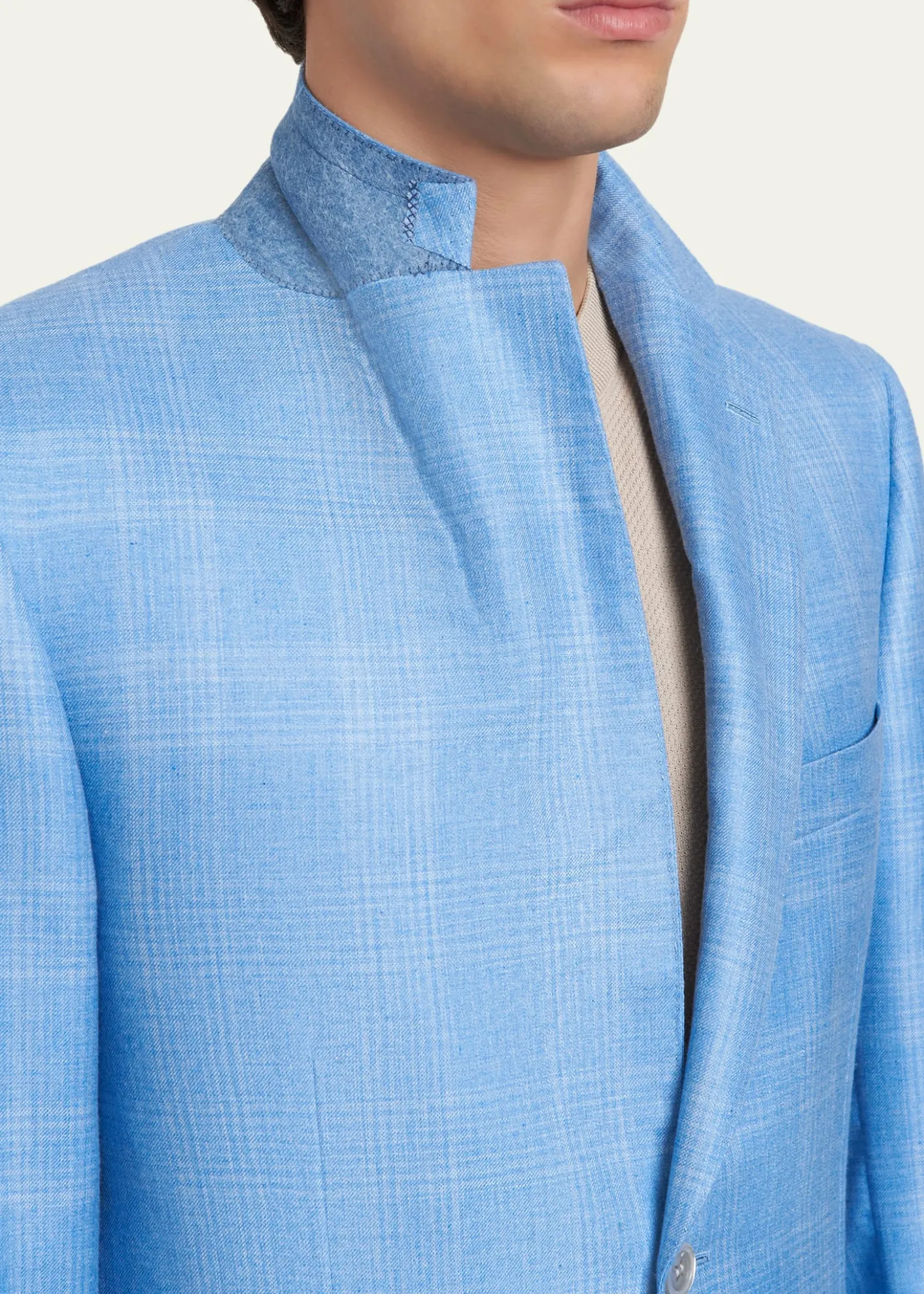 BrioniMen's Cashmere Sky Blue Plaid Jacket
