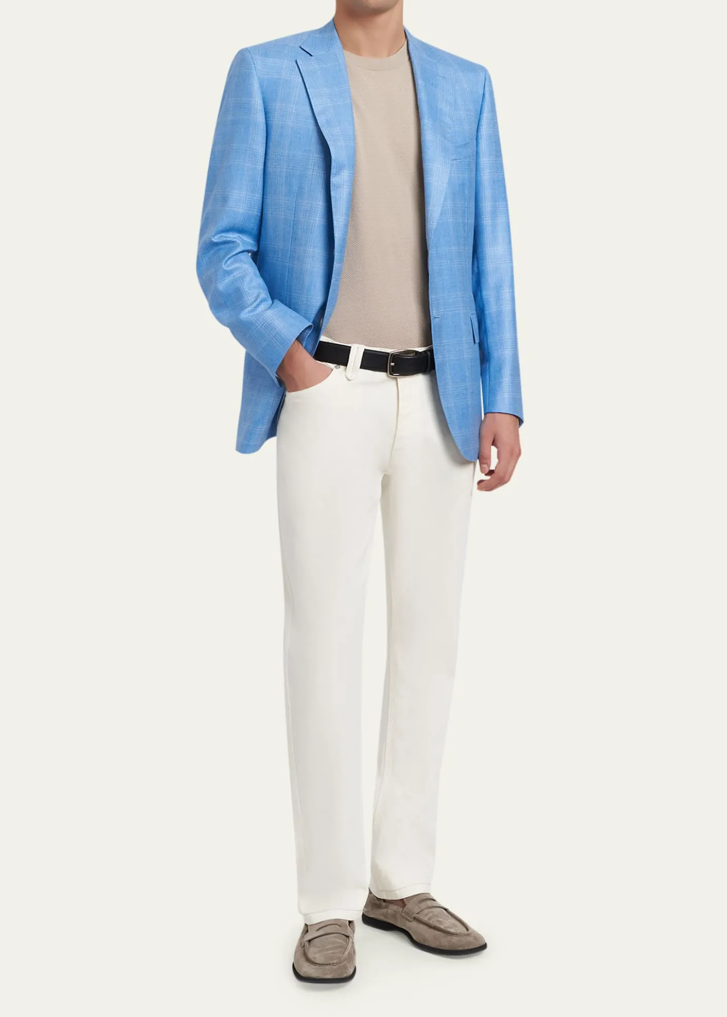 BrioniMen's Cashmere Sky Blue Plaid Jacket