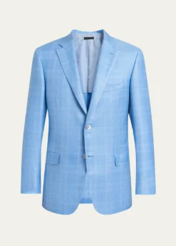 BrioniMen's Cashmere Sky Blue Plaid Jacket