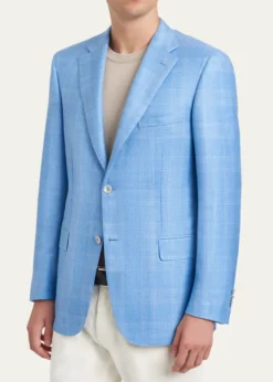 BrioniMen's Cashmere Sky Blue Plaid Jacket