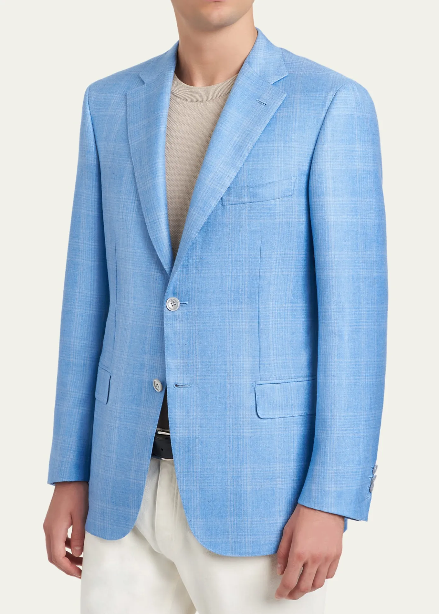BrioniMen's Cashmere Sky Blue Plaid Jacket