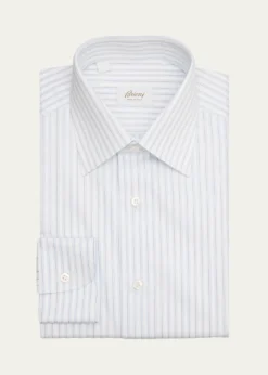 BrioniMen's Cotton Multi-Stripe Point Collar Dress Shirt