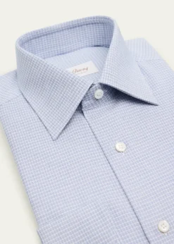 BrioniMen's Cotton Textured-Check Point Collar Dress Shirt