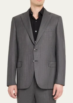 BrioniMen's Tonal Herringbone Wool-Silk Two-Piece Suit