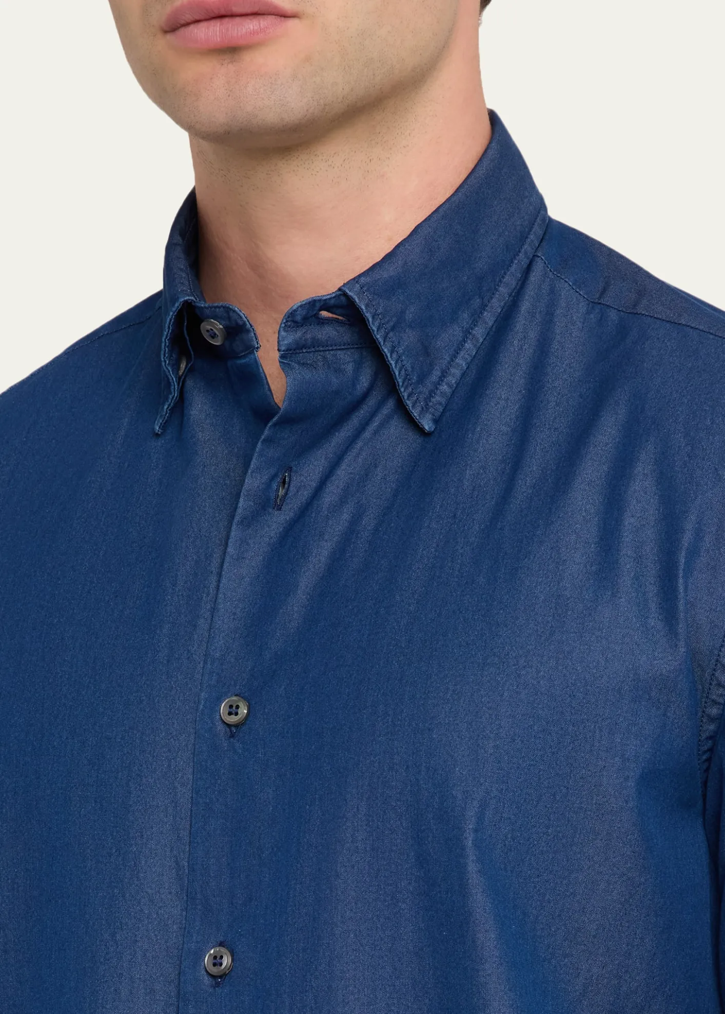 BrioniMen's Cotton Denim Casual Button-Down Shirt