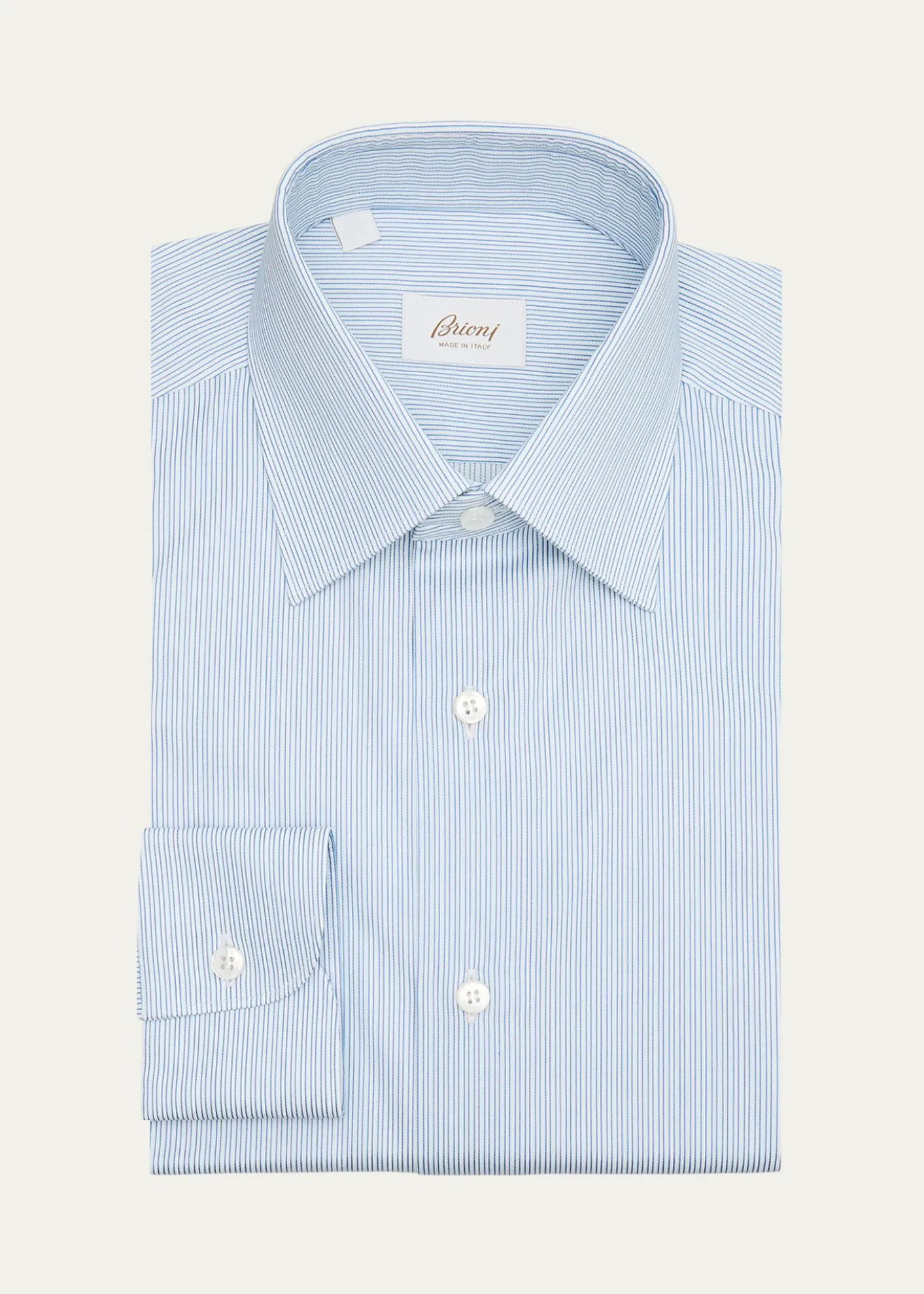 BrioniMen's Cotton Hairline Stripe Point Collar Dress Shirt