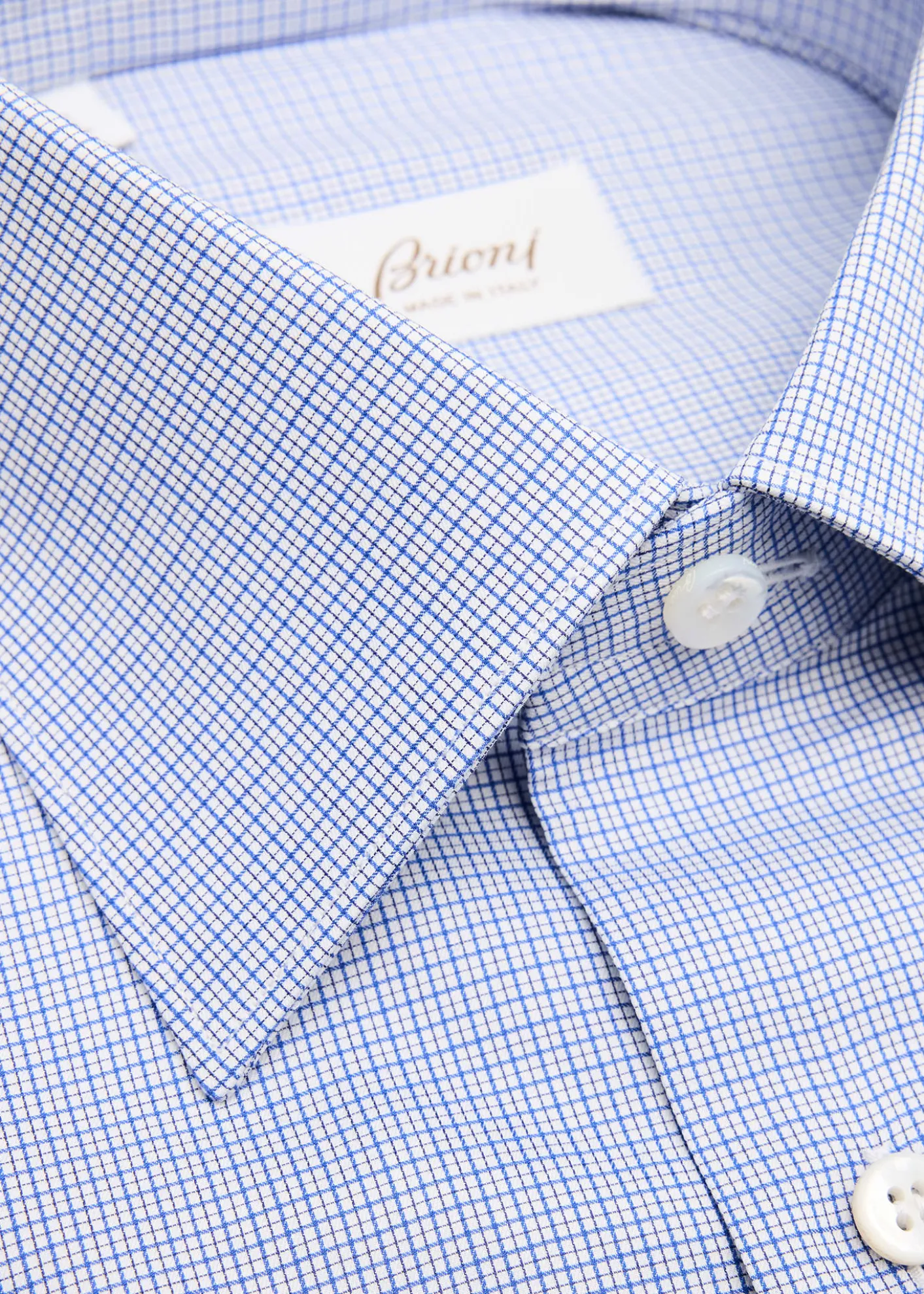 BrioniMen's Cotton Micro-Check Point Collar Dress Shirt