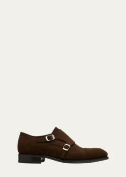 BrioniMen's Milano Suede Cap-Toe Double-Monk Strap Loafers