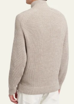 BrioniMen's Ribbed Cotton-Blend Mouline Blouson Sweater