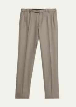BrioniMen's Silk Twill Flat-Front Trousers