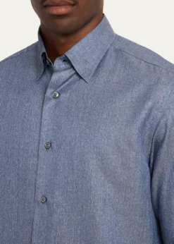 BrioniMen's Solid Cotton Point-Collar Sport Shirt