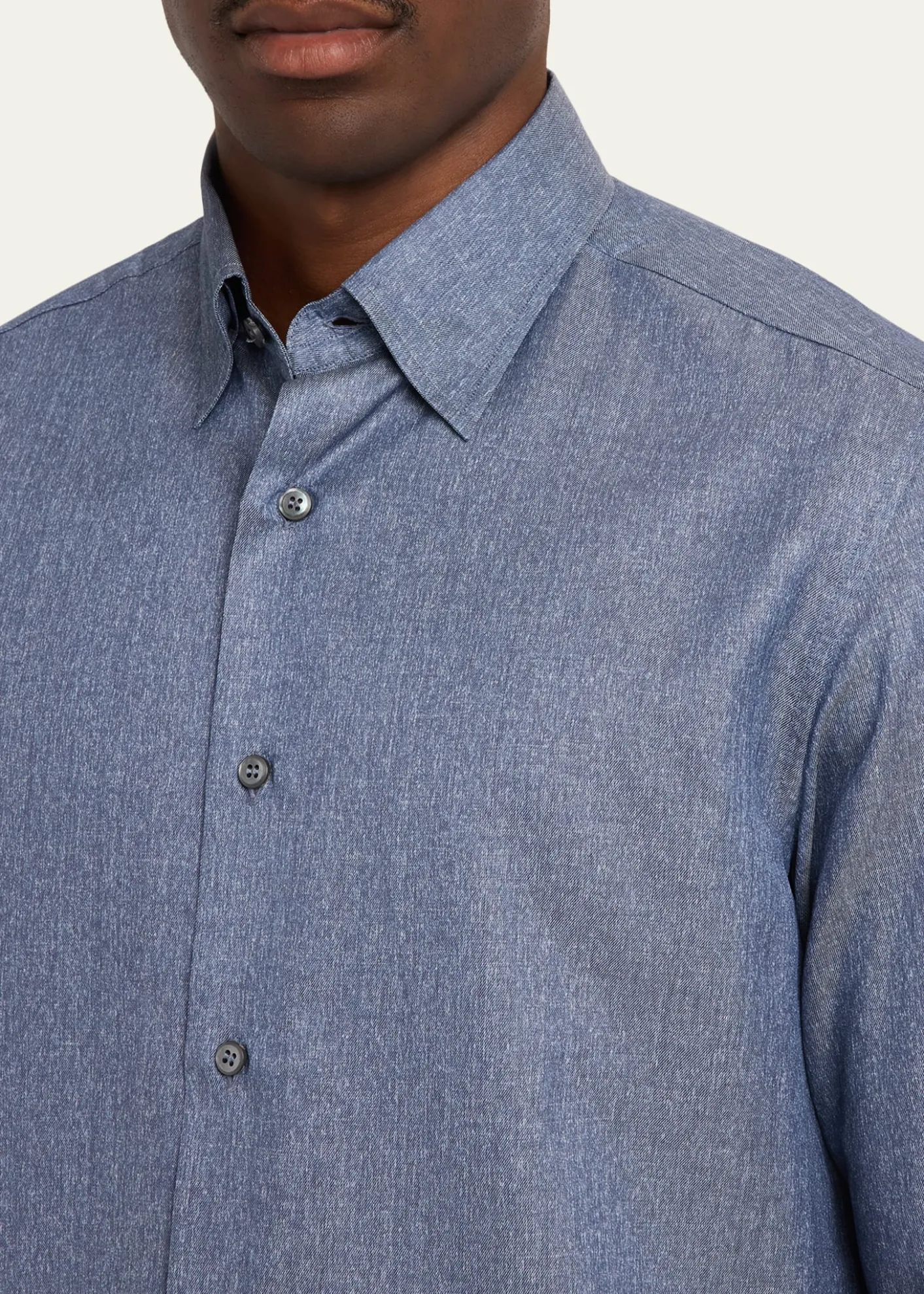 BrioniMen's Solid Cotton Point-Collar Sport Shirt