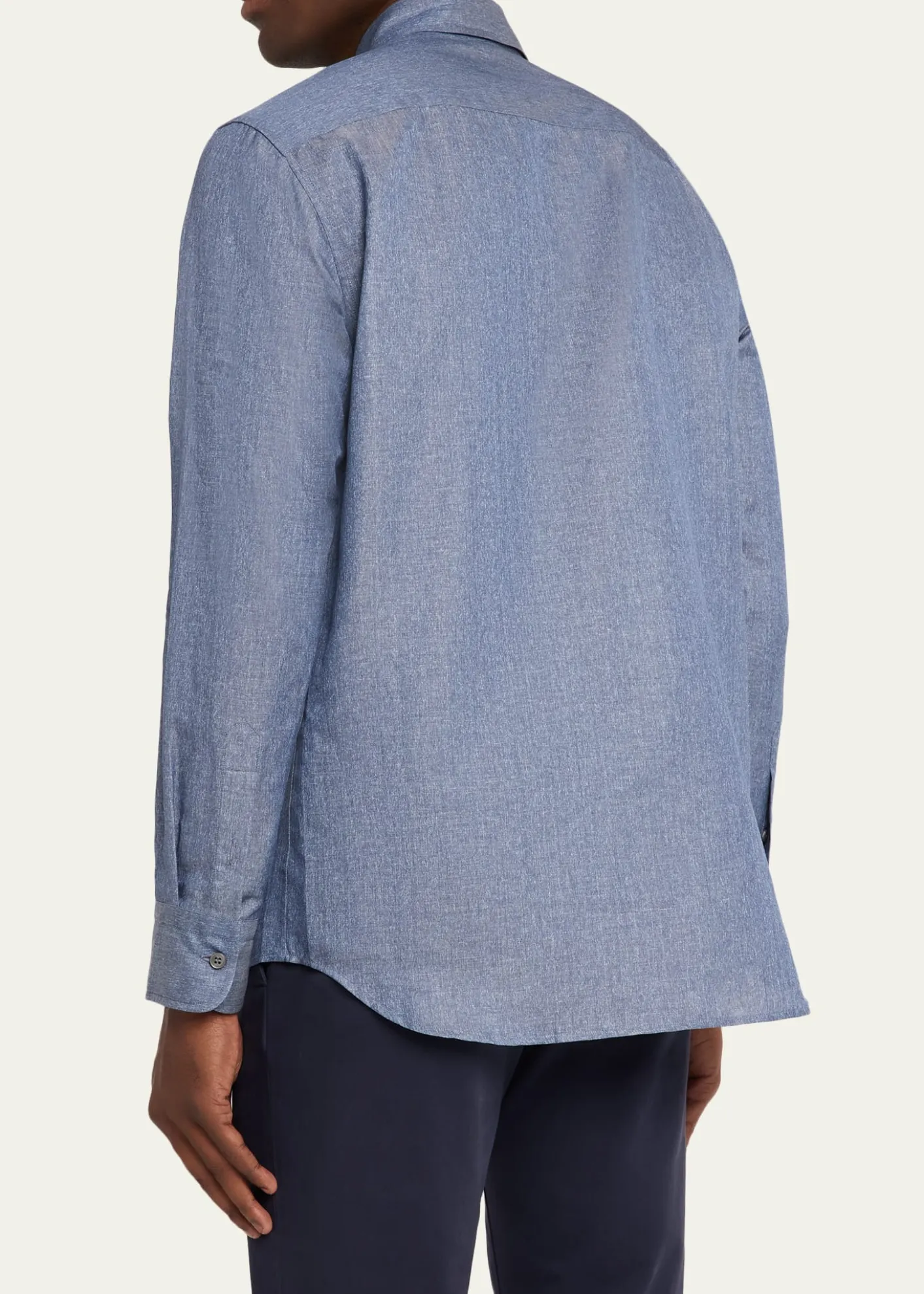 BrioniMen's Solid Cotton Point-Collar Sport Shirt