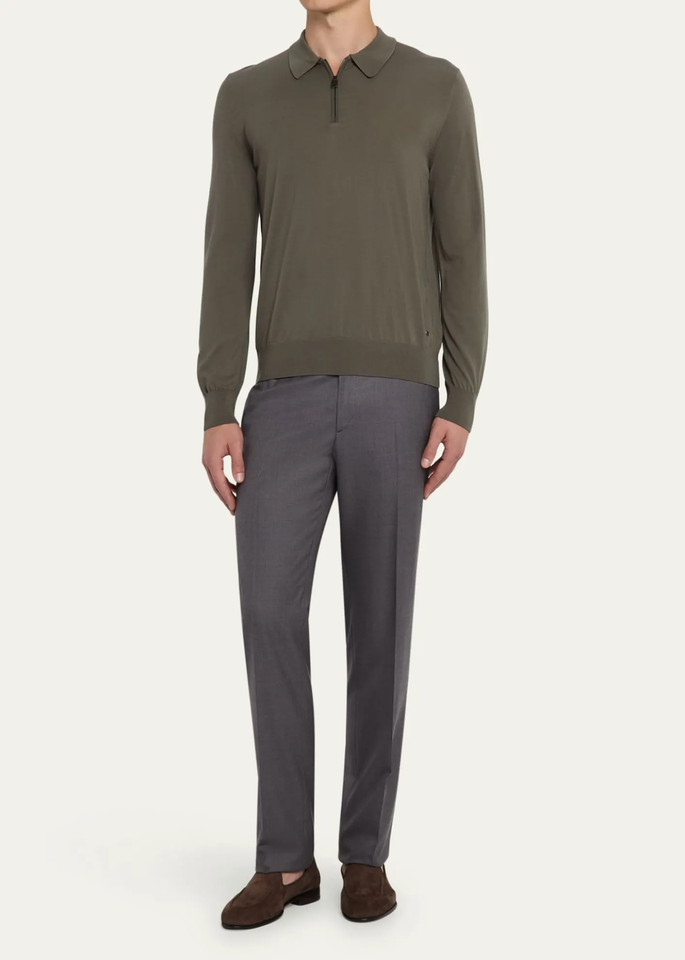 BrioniMen's Solid Twill Dress Trousers